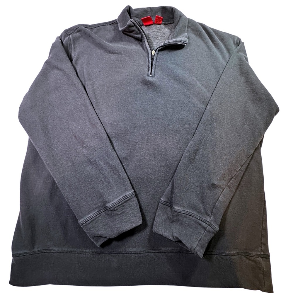 Saks Fifth Avenue Mens XL Quarter Zip Pullover Sweatshirt navy blue Cotton